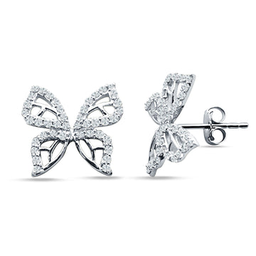 Butterfly Stud Earring Cubic Zirconia 925 Sterling Silver Wholesale